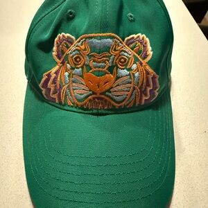 Kenzo Green Cap with Embroidered Tiger